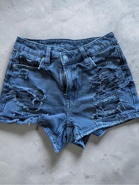 American Eagle Distressed Denim Shorts Size 000 High Rise Cutoffs